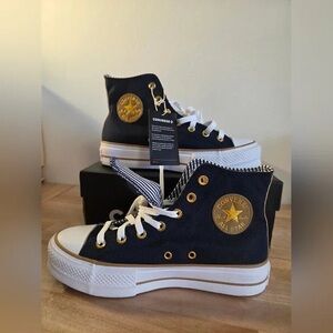 Converse High Top Sneakers in Black with Gold Accents